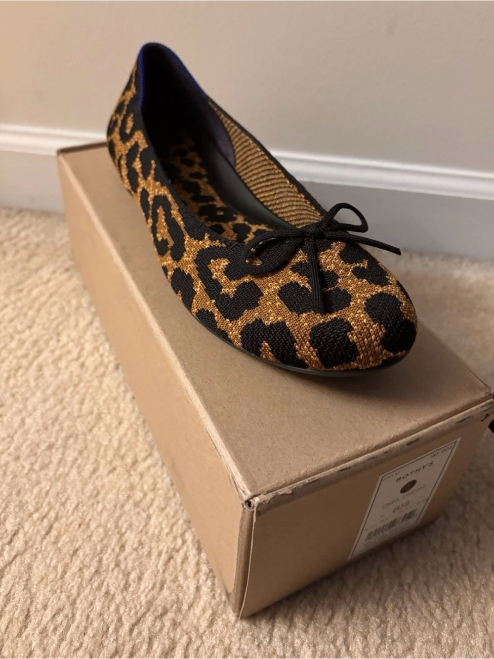 Rothy's Leopard-Print Ballet Flat in Black and Brown